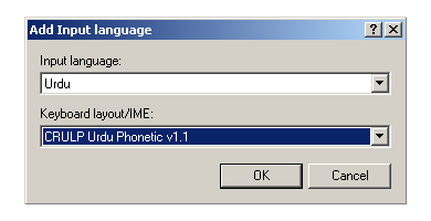 Add Input language Dialog